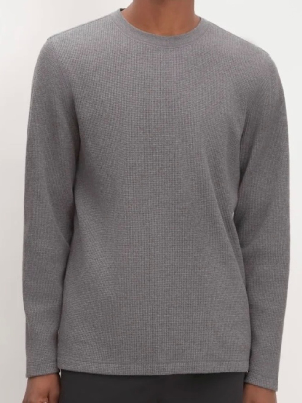 Everlane Men's Size S Crewneck The Waffle Knit Sweater Long Sleeve Gray
